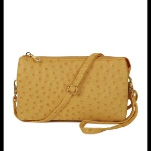 Marigold Vegan Ostrich Leather Crossbody Wristlet Bag